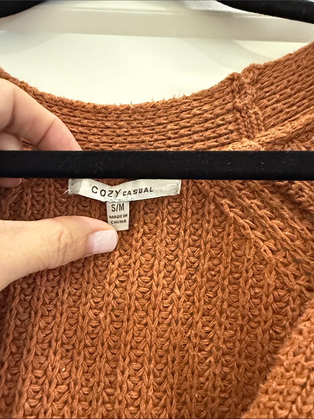 Cozy Casual Rust Button V-Neck Knit Cardigan - Picture 2 of 3
